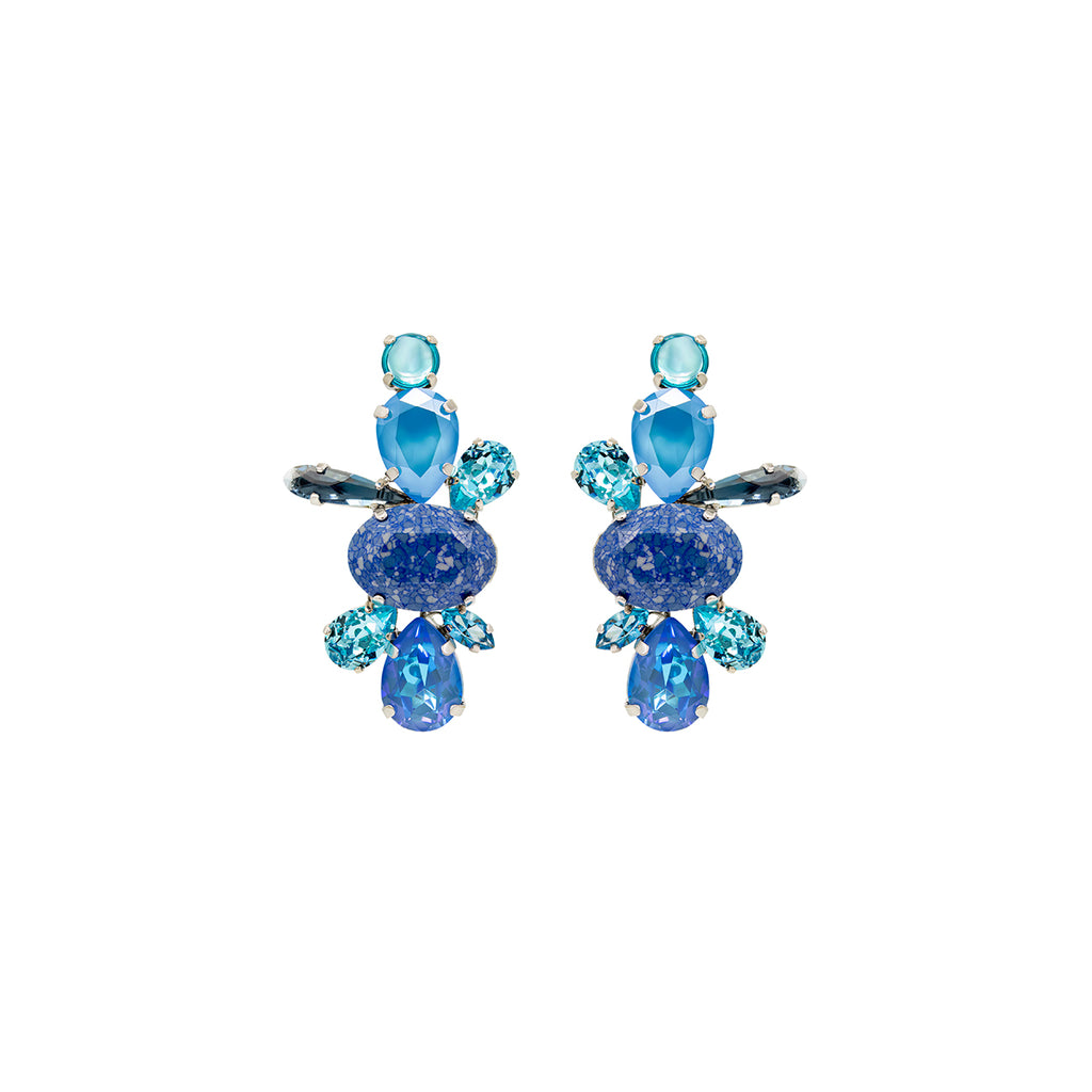 The Royal Sapphire, Austrian crystal, Silver and silver plated earrings