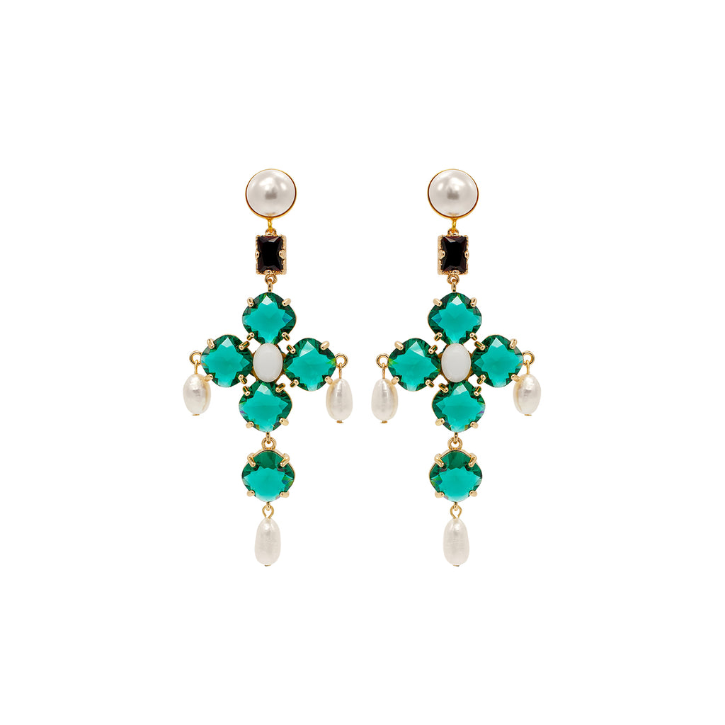 SILDARE-jewelry-colorful-elegant-diamond-crystal-gold-plated-earrings-wedding-bridal-dolcegabbana-cross-green