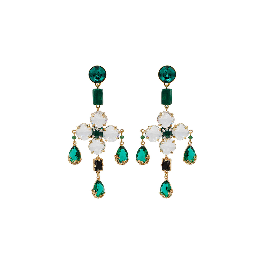 SILDARE-jewelry-colorful-gemstone-elegant-austrian-crystal-gold-plated-earrings-wedding-bridal-dolcegabbana-cross-green