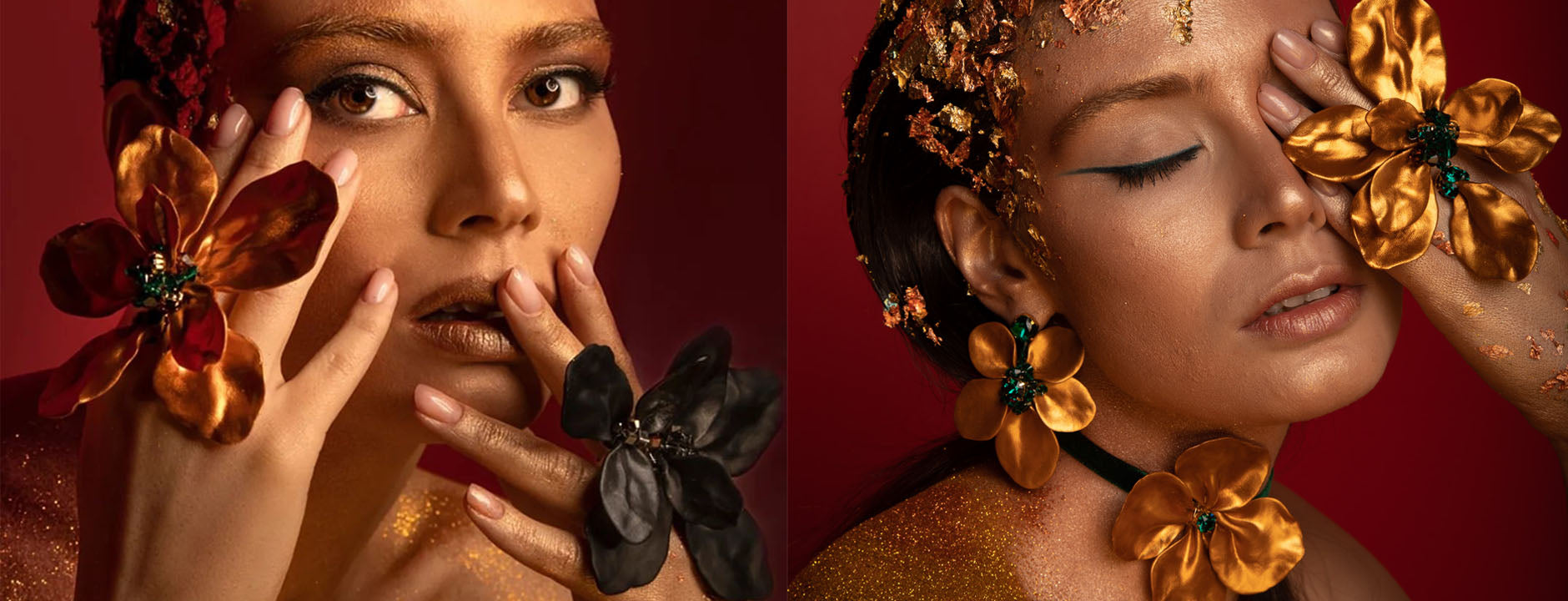 SILDARE-JEWELRY-gold-black-white-magnolia-flower-ring-earrings-necklace-handmade-fashion-vogue-dubai-paris-london-newyork-