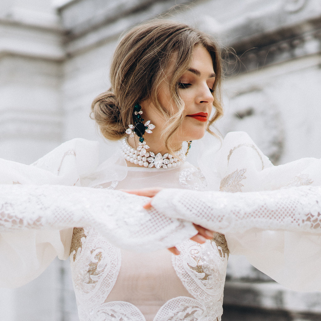 SILDARE-jewelry-green-white-black-elegant-diamond-austrian-crystal-gold-plated-earrings-wedding-bridal-dolcegabbana-cross-flower