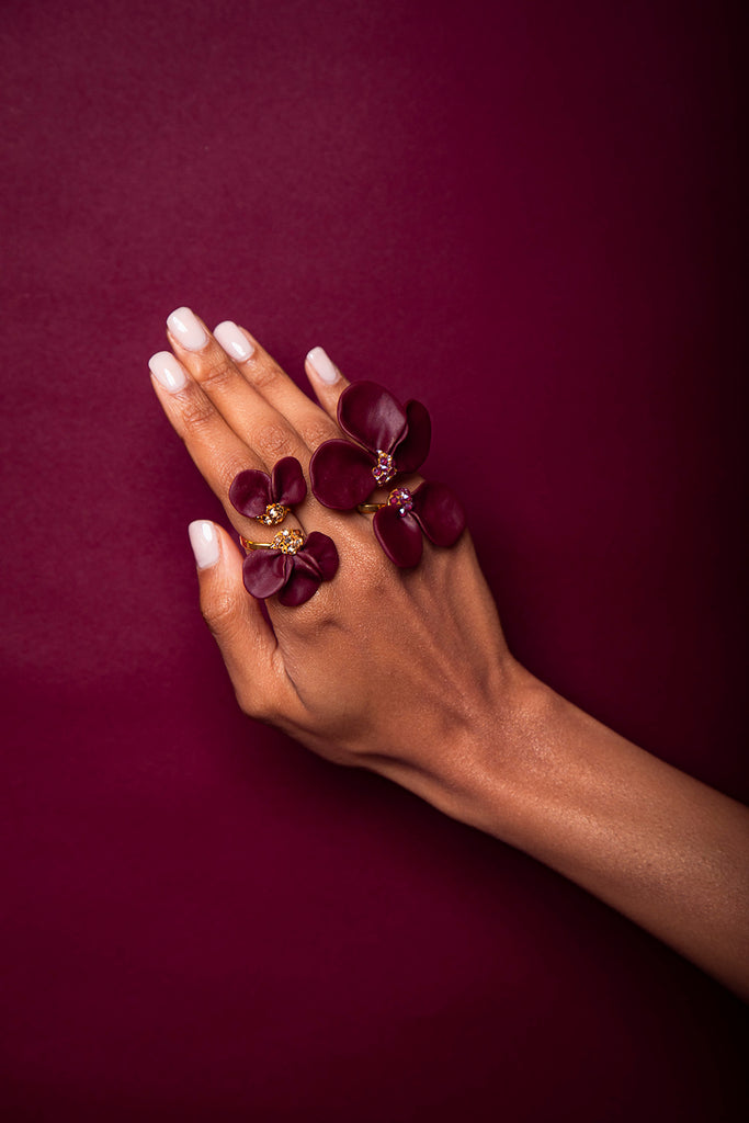 SILDARE-JEWELRY-FLOWER-austrian-crystal-RING-burgundy