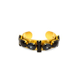 Black Swarovski crystal gold tone big statement fashion art luxury bracelet bracelet