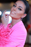 Purple Swarovski crystals 24k gold plated earrings Alise Miškovska Miss Business Global Vietnam. Bold floral statement earrings with Austrian crystals in purple tone, set in gold-plated base - Sildare Jewelry. Eye-catching and vibrant.