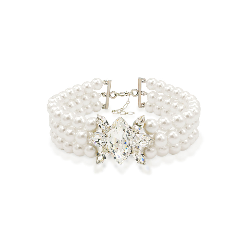 SILDARE-Jewelry-white-silver-crystal-pearl-bridal-wedding-bridesmaid-choker-necklace-statement-fashion-classic