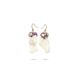White Coral gemstone Swarovski crystal Silver earrings