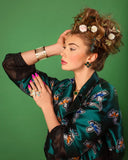 Magnolia Flower Swarovski crystals, 24K Gold plated wedding bridal fashion statement ring