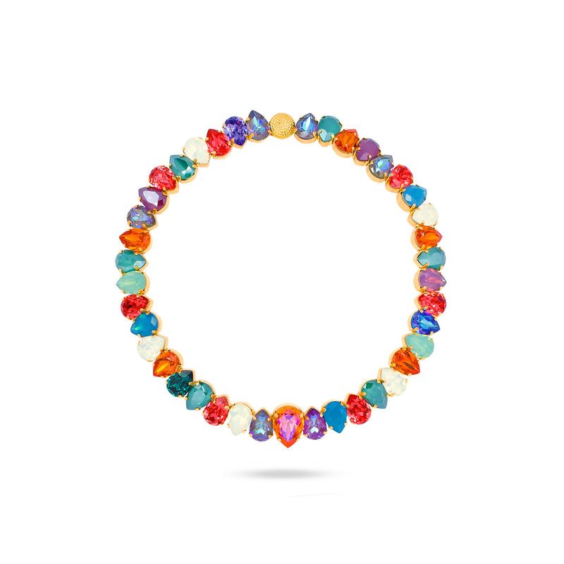 Colored Swarovski crystals, 24k gold plated necklace