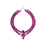 Fuchsia necklace with a floral pendant featuring fuchsia crystals in silver – part of the Paradise Floral collection by Sildare Jewelry.
