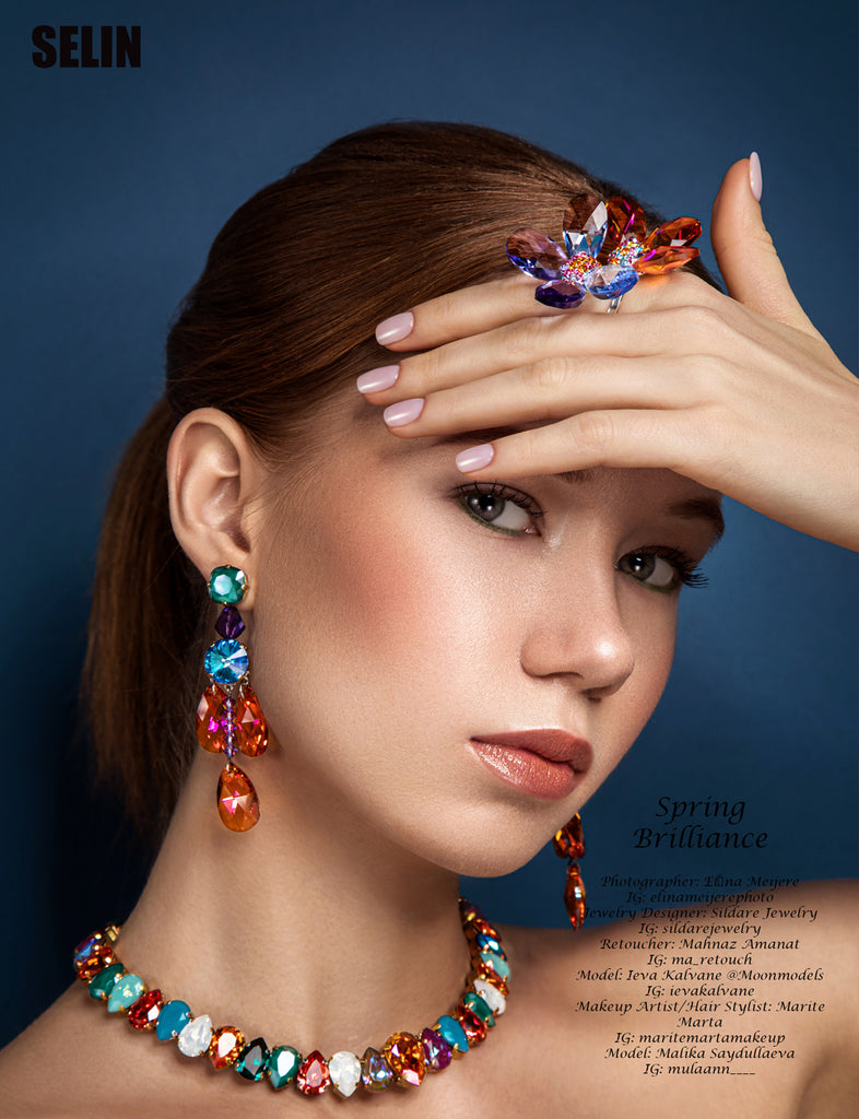 Colored Swarovski crystals, 24k gold plated necklace