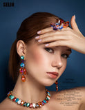 Colored Swarovski crystals, 24k gold plated necklace