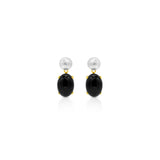 Black and White Coco gold plated earrings