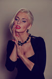 Black Swarovski crystals, 24k gold plated necklace