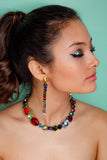 Colored Swarovski crystals, 24k gold plated necklace