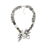 Silver tone Rock crystal gemstone Swarovski crystals Silver plated luxury fashion statement ootd handmade necklace