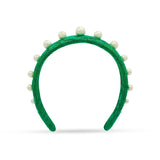 green french lace white pearl headband