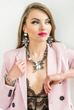 Silver tone Rock crystal gemstone Swarovski crystals Silver plated luxury fashion statement ootd handmade necklace earrings bracelet