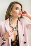 Silver tone Rock crystal gemstone Swarovski crystals Silver plated luxury fashion statement ootd handmade necklace earrings bracelet