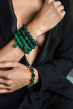 Green Volcanic Lava gemstone, Swarovski crystal, Gold plated bracelet