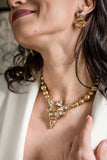 SILDARE jewelry Baroque gold plated necklace with Austrian crystals and pearls - handcrafted one-of-a-kind-luxury piece
