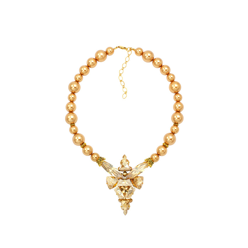SILDARE jewelry Baroque gold plated necklace with Austrian crystals and pearls - handcrafted one-of-a-kind-luxury piece