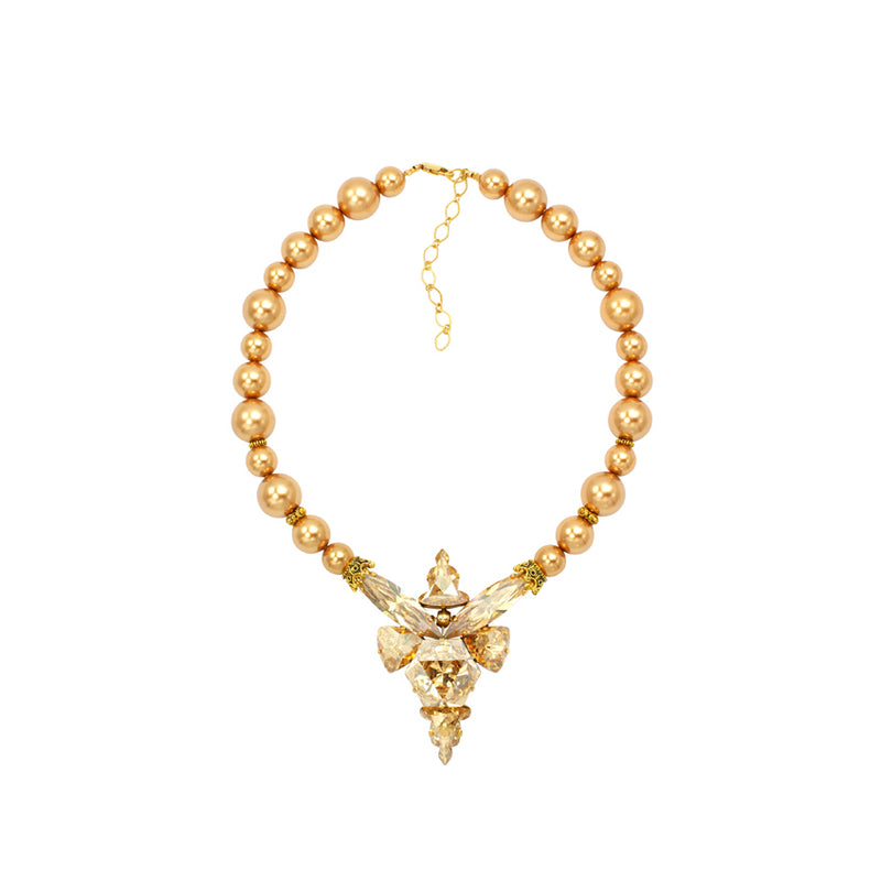 SILDARE jewelry Baroque gold plated necklace with Austrian crystals and pearls - handcrafted one-of-a-kind-luxury piece