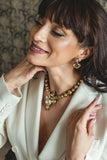 SILDARE jewelry Baroque gold plated necklace with Austrian crystals and pearls - handcrafted one-of-a-kind-luxury piece
