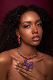 Luxury gold‑plated burgundy crystal drop earrings with high‑precision Austrian crystals — minimalist sculptural design; handcrafted one‑of‑a‑kind jewelry by SILDARE Jewelry, elegant evening earrings for refined feminine style