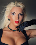 Luxury 24‑carat gold‑plated emerald crystal statement necklace with high‑precision Austrian crystals — bold contrast, deep green tones, quiet elegance, refined feminine strength; perfect for weddings, evening events, party outfits, and elevated night‑out looks; handcrafted one‑of‑a‑kind jewelry by SILDARE Jewelry