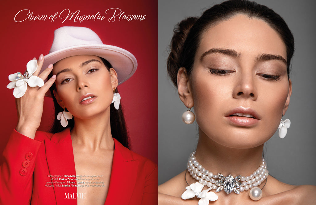 SILDARE-Jewelry-white-magnolia-gold-plated-crystal-bridal-wedding-bridesmaid-earrings-flower-swarovski-crystal-Paris