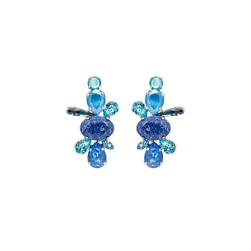The Royal Sapphire, Austrian crystal, Silver and silver plated earrings