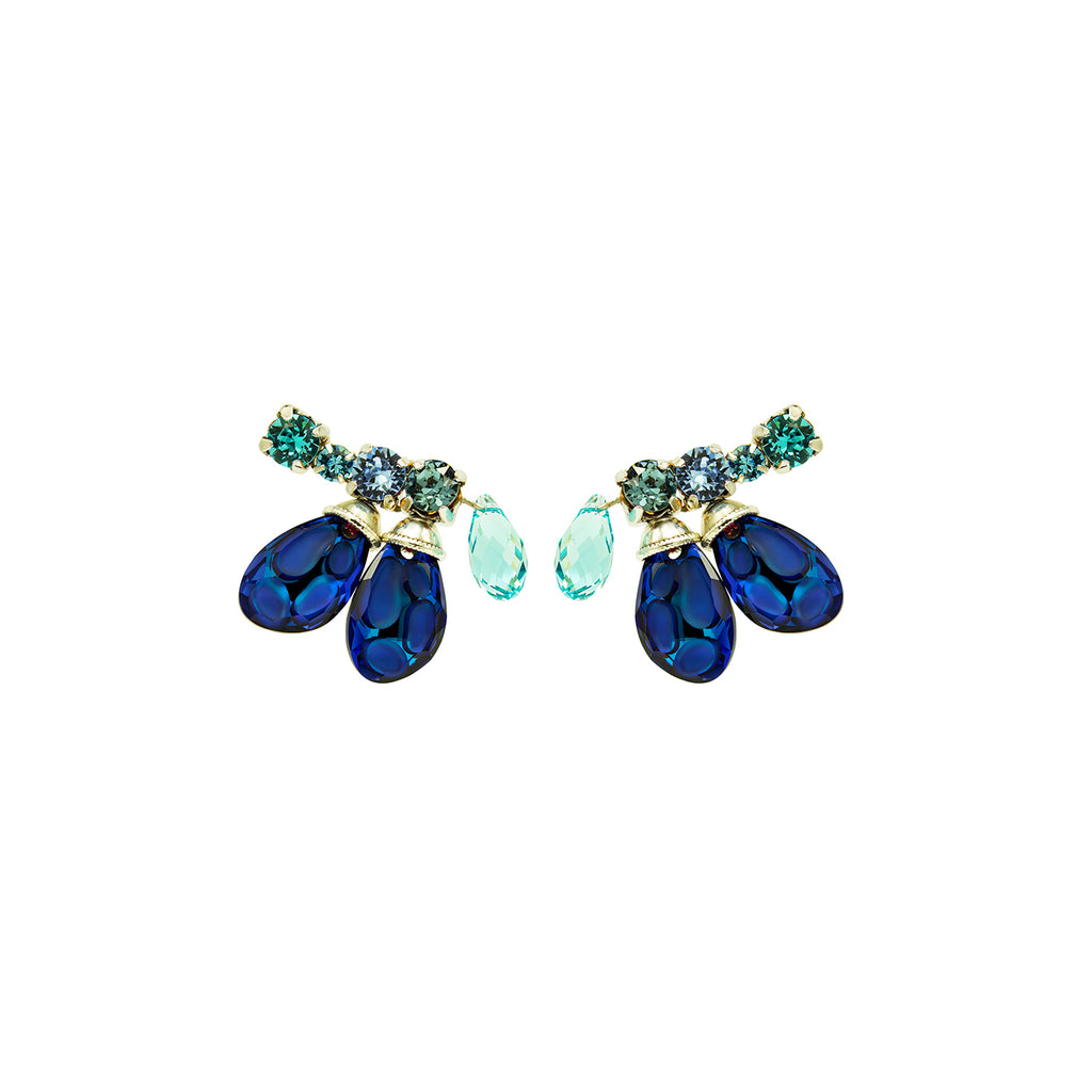The Royal Sapphire, Austrian crystal, Silver and silver plated earrings