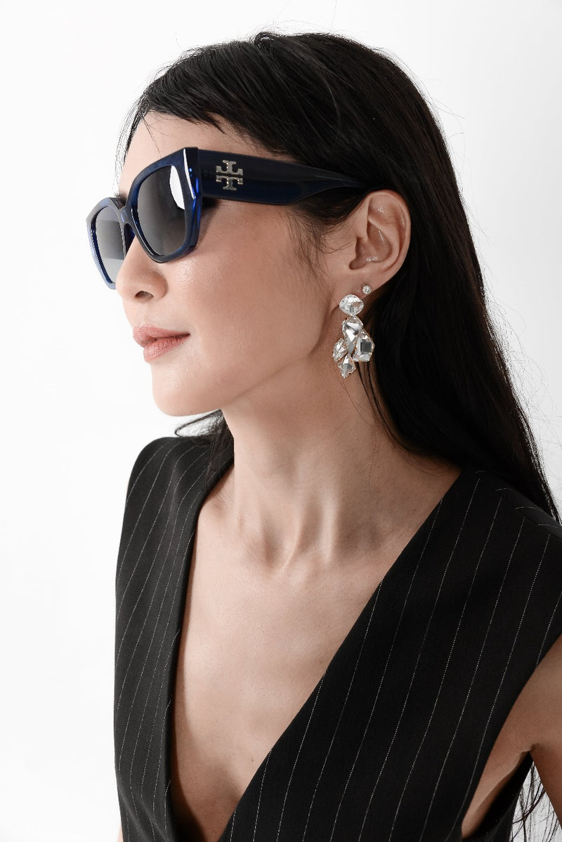 Luxury gold‑plated crystal drop earrings for weddings, evening events, bridal elegance, and refined classic old‑money style; handcrafted one‑of‑a‑kind jewelry by SILDARE Jewelry