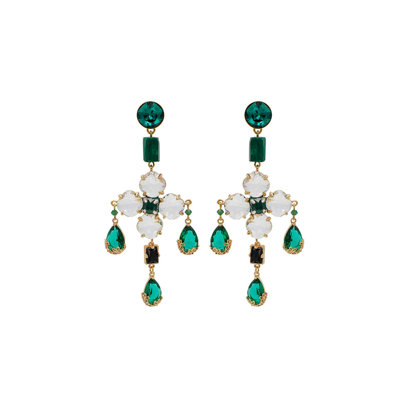 SILDARE-jewelry-colorful-gemstone-elegant-austrian-crystal-gold-plated-earrings-wedding-bridal-dolcegabbana-cross-green