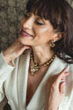 Luxury 24‑carat gold‑plated pearl necklace with high‑precision Austrian crystals and pearls — perfect for weddings, evening events, bridal elegance, and refined classic old‑money style; handcrafted one‑of‑a‑kind jewelry by SILDARE Jewelry