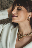 Luxury 24‑carat gold‑plated pearl necklace with high‑precision Austrian crystals and pearls — perfect for weddings, evening events, bridal elegance, and refined classic old‑money style; handcrafted one‑of‑a‑kind jewelry by SILDARE Jewelry