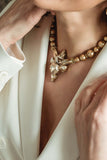 Luxury 24‑carat gold‑plated pearl necklace with high‑precision Austrian crystals and pearls — perfect for weddings, evening events, bridal elegance, and refined classic old‑money style; handcrafted one‑of‑a‑kind jewelry by SILDARE Jewelry
