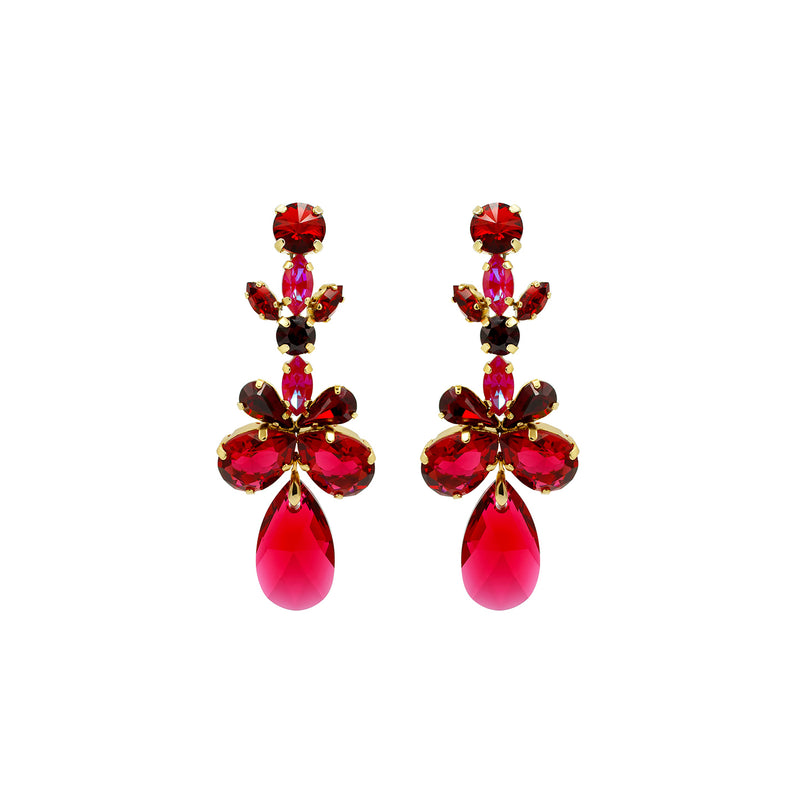 SILDARE-jewelry-red-Scarlet-crystal-gold-plated-earrings
