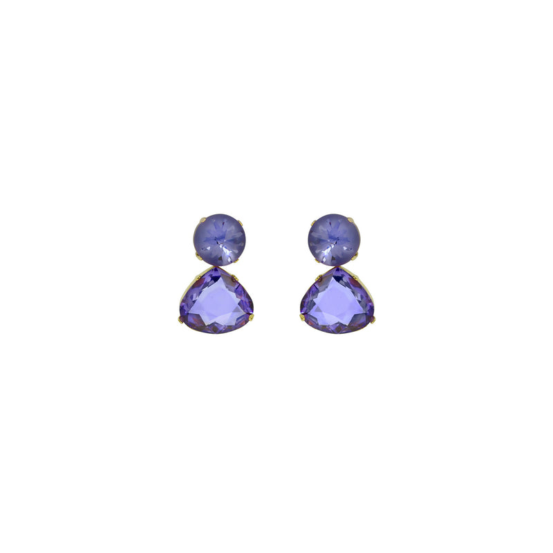 Luxury Tanzanite gold‑plated crystal drop earrings with high‑precision Austrian crystals — perfect for weddings, evening events, bridal elegance, and refined classic old‑money style; handcrafted one‑of‑a‑kind jewelry by SILDARE Jewelry