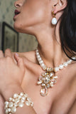 Luxury gold‑tone white pearl bracelet with high‑precision Austrian pearls — perfect for weddings, evening events, bridal elegance, and refined classic old‑money style; handcrafted one‑of‑a‑kind jewelry by SILDARE Jewelry