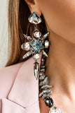 Luxury silver‑plated gray and green crystal statement earrings with high‑precision Austrian crystals — bold contrast, smoky tones, quiet elegance, refined feminine strength; perfect for weddings, evening events, party outfits, and elevated night‑out looks; handcrafted one‑of‑a‑kind jewelry by SILDARE Jewelry