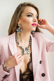 Luxury silver‑plated gray rock crystal statement earrings with high‑precision Austrian crystals — bold contrast, smoky tones, quiet elegance, refined feminine strength; perfect for weddings, evening events, party outfits, and elevated night‑out looks; handcrafted one‑of‑a‑kind jewelry by SILDARE Jewelry