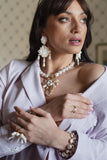 Luxury gold‑plated white pearl Statement earrings with high‑precision Austrian pearls — perfect for weddings, evening events, bridal elegance, and refined classic old‑money style; handcrafted one‑of‑a‑kind jewelry by SILDARE Jewelry