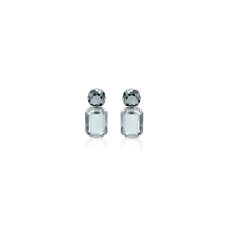 Luxury silver‑plated gray drop earrings with high‑precision Austrian crystals — perfect for weddings, evening events, bridal elegance, and refined classic old‑money style; handcrafted one‑of‑a‑kind jewelry by SILDARE Jewelry
