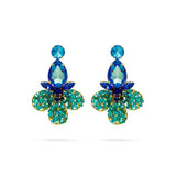 Luxury 24‑carat gold‑plated blue and green crystal statement earrings with high‑precision Austrian crystals — bold contrast, deep tones, quiet elegance, refined feminine strength; perfect for weddings, evening events, party outfits, and elevated night‑out looks; handcrafted one‑of‑a‑kind jewelry by SILDARE Jewelry