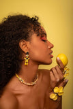 Luxury silver‑plated yellow drop earrings with high‑precision Austrian crystals — perfect for weddings, evening events, artistic elegance, and refined classic old‑money style; handcrafted one‑of‑a‑kind jewelry by SILDARE Jewelry