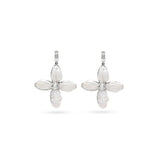 Luxury silver and silver‑plated pearl cross earrings with high‑precision Austrian crystals and natural baroque pearls — perfect for weddings, evening events, bridal elegance, and refined classic old‑money style; handcrafted one‑of‑a‑kind jewelry by SILDARE Jewelry