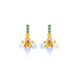 Colorful Crystal  Tanzanite yellow  citrine beaded floral flower party summer wedding romantic earrings by Sildare Jewelry. Colorful crystal citrine earrings handmade luxury jewelry Sildare