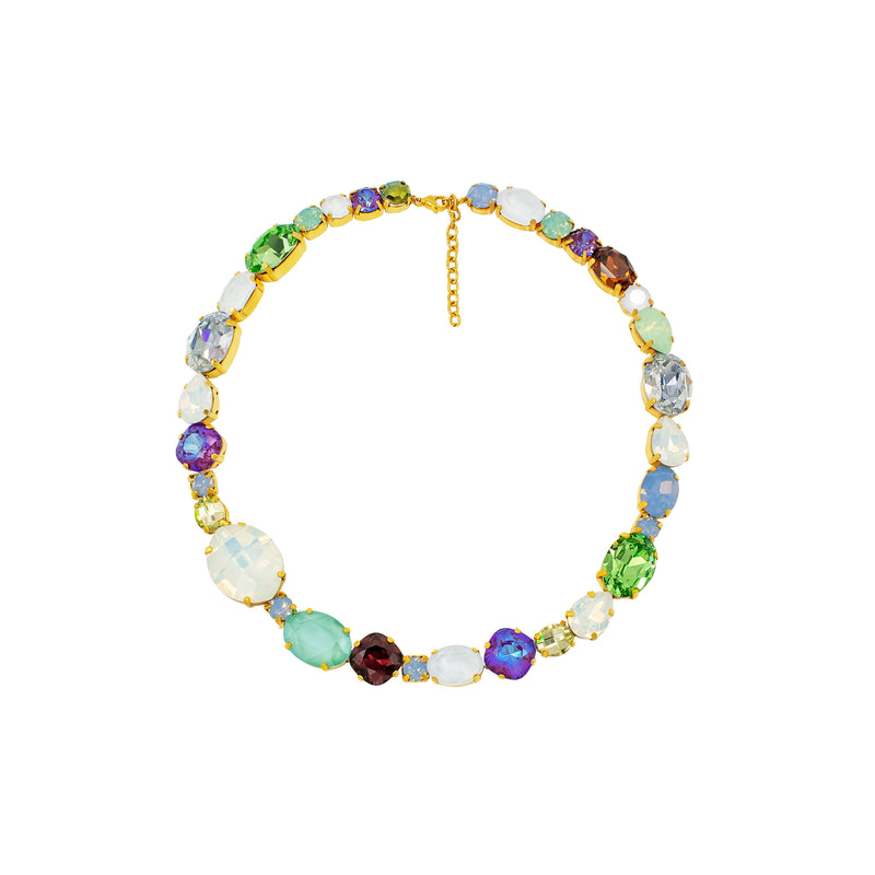 Colorful crystal statement necklace handmade luxury jewelry Sildare