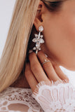 Luxury silver‑plated crystal drop earrings for weddings, evening events, bridal elegance, and refined classic old‑money style; handcrafted one‑of‑a‑kind jewelry by SILDARE Jewelry